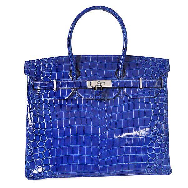 H35HLCBS Hermes Birkin 35CM luce alta in pelle di coccodrillo in blu